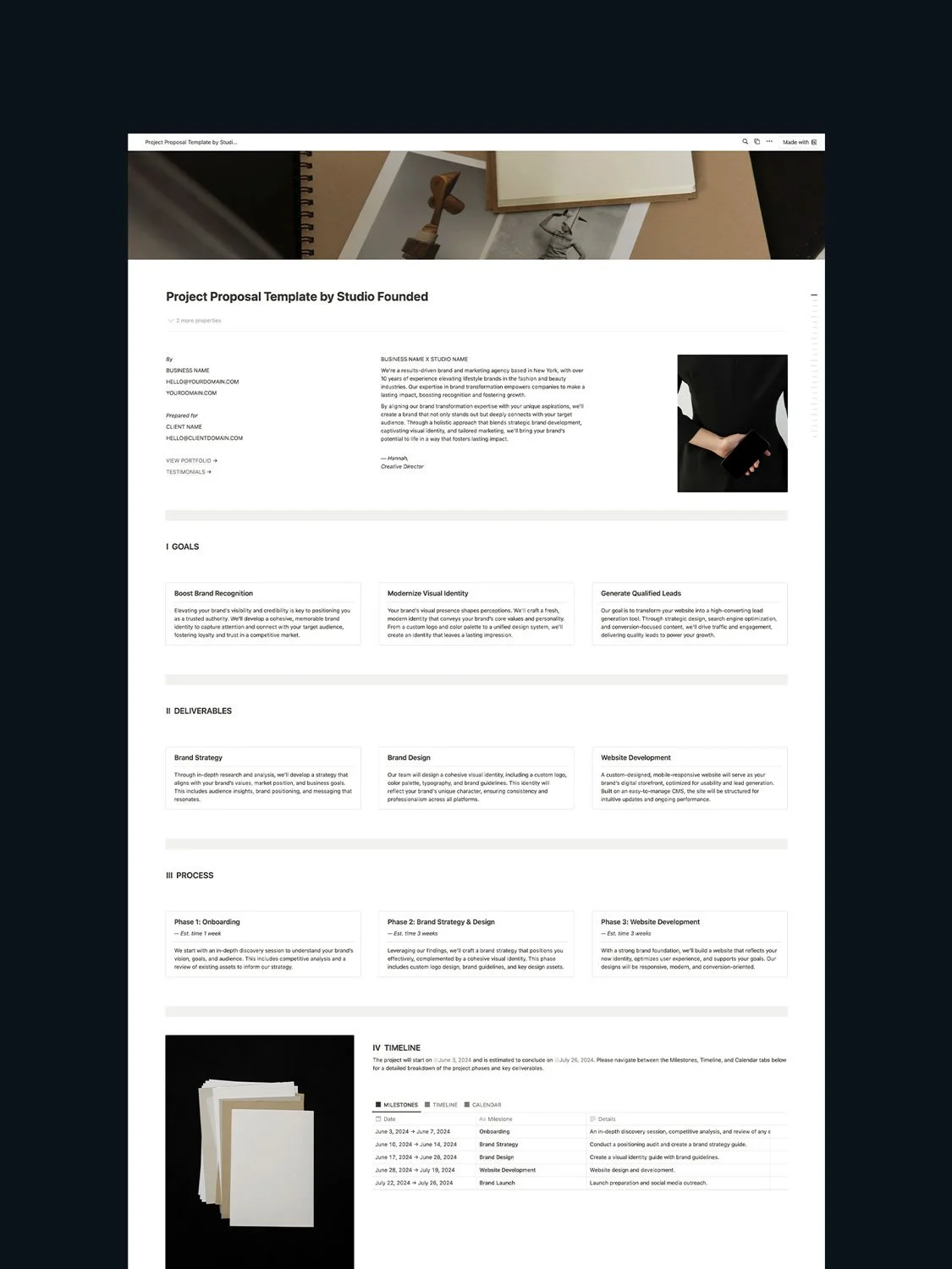The Notion Project Proposal Template.