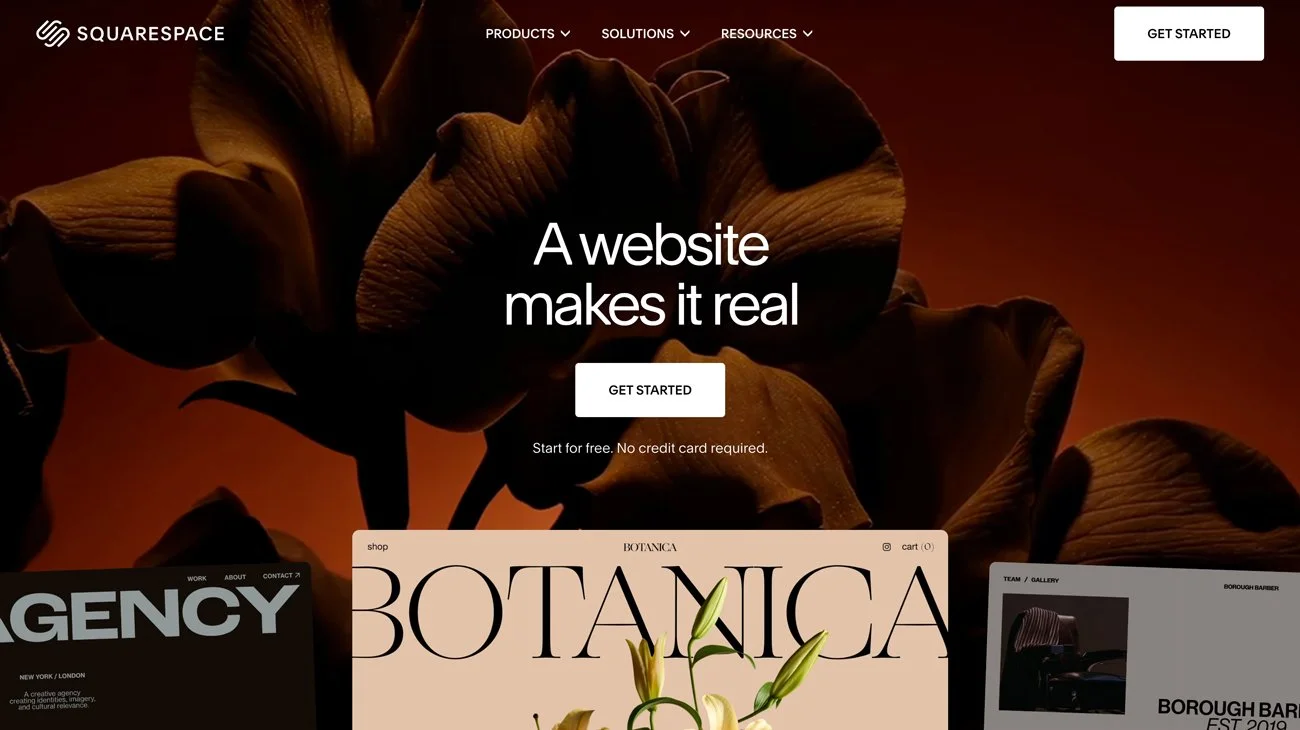 The Squarespace Home Page.