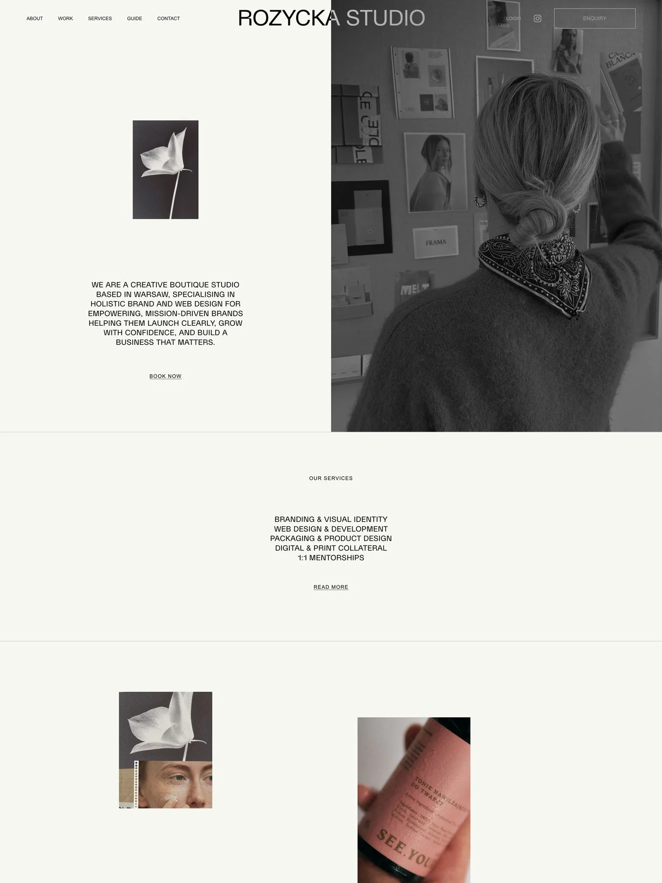 The Rozycka Studio website Home Page.