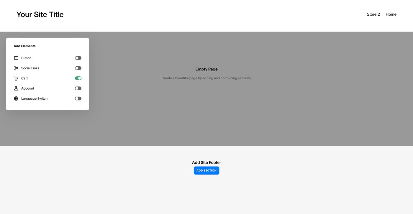 Turning on the Shopping Cart in Squarespace.