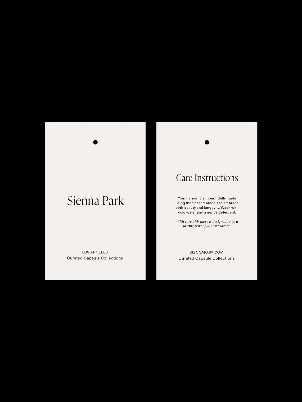 A minimalist swing tag design template.