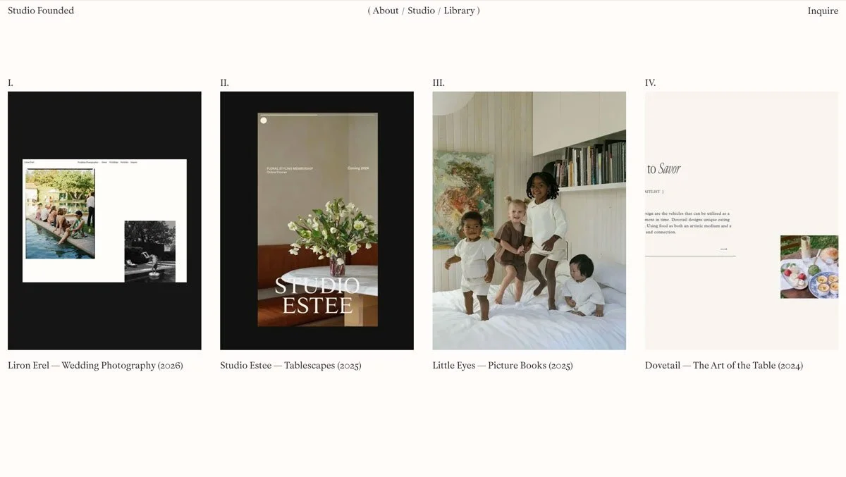 The Studio Founded Home page.