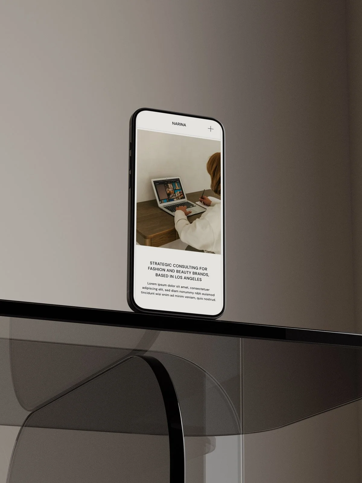 A Squarespace template for consultants displayed on a mobile phone screen.