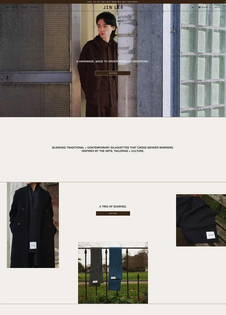 The Jin Lee Squarespace website home page.