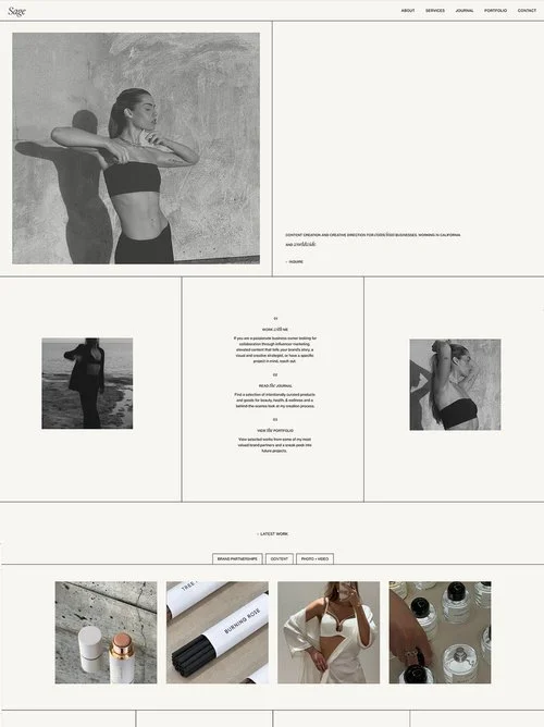 The Sage Wylder Squarespace website home page.