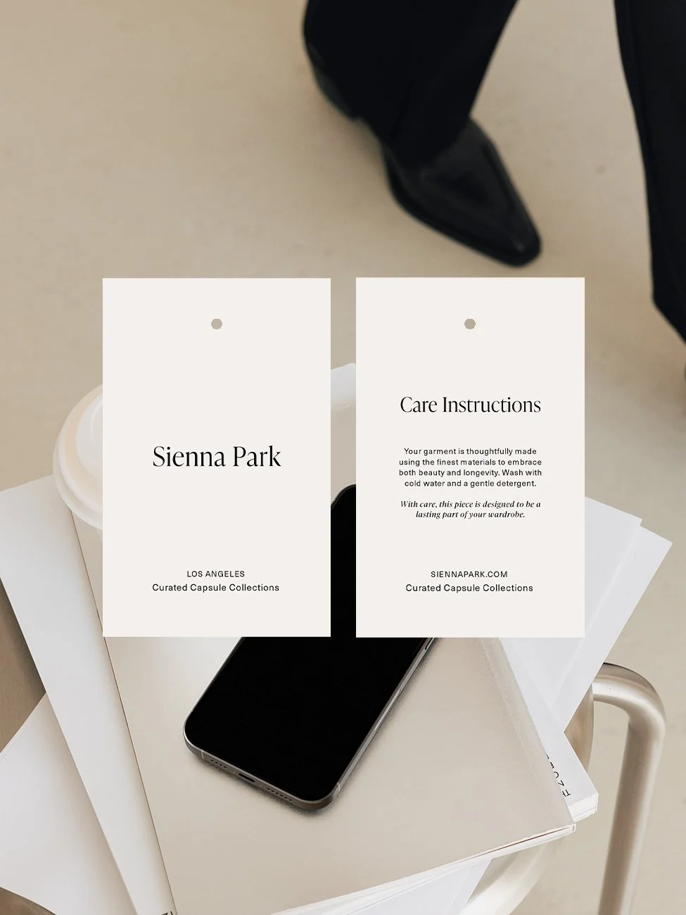 A minimalist swing tag design template.