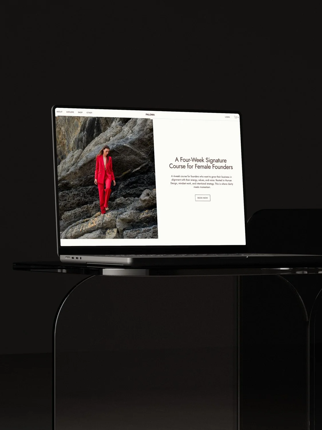 The Paloma Squarespace shop template displayed on a laptop screen.