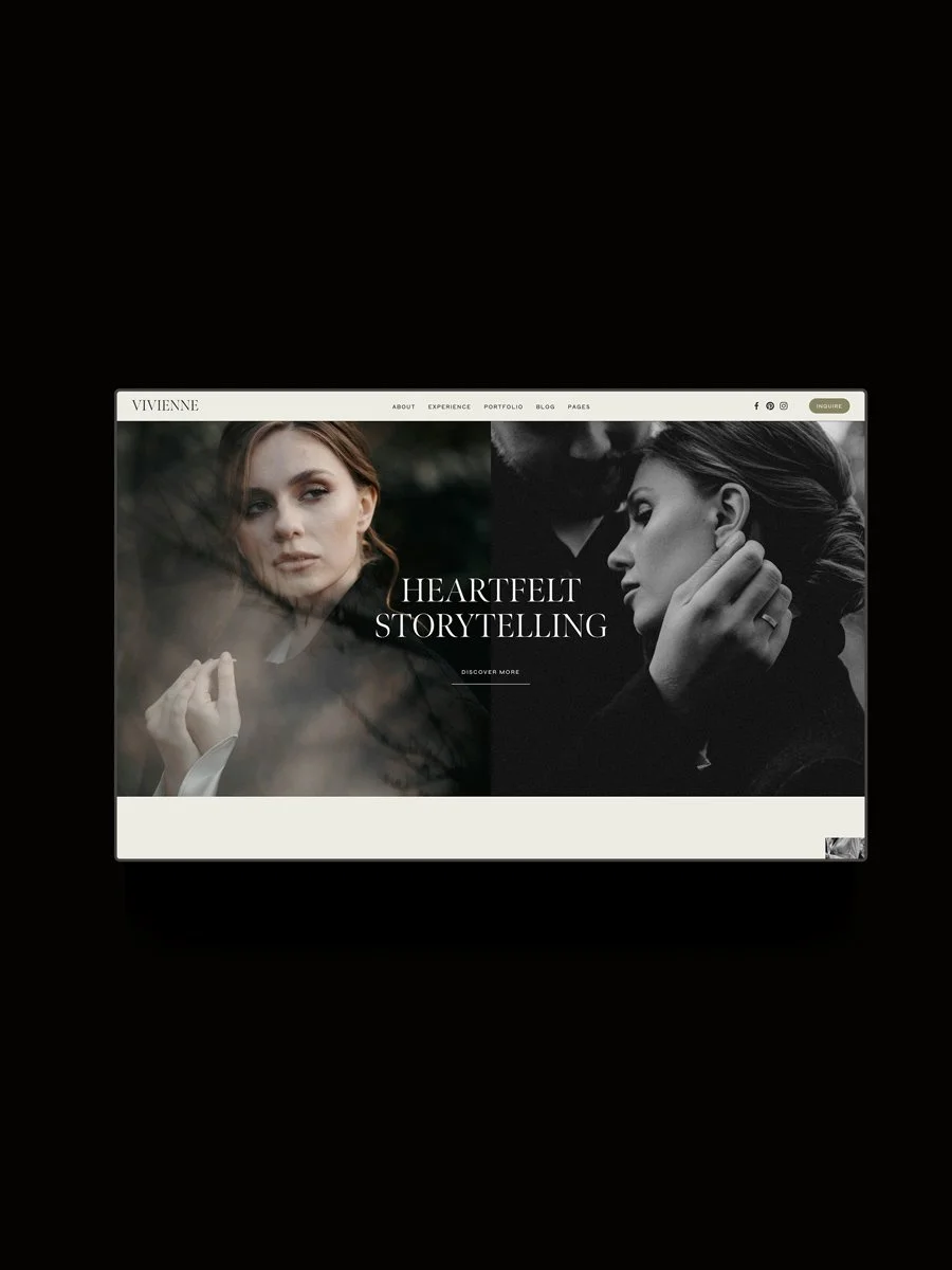 The Vivenne Squarespace Template displayed on a horizontal screen.
