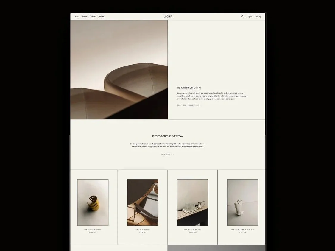 The Luchia Squarespace template for e-commerce stores.