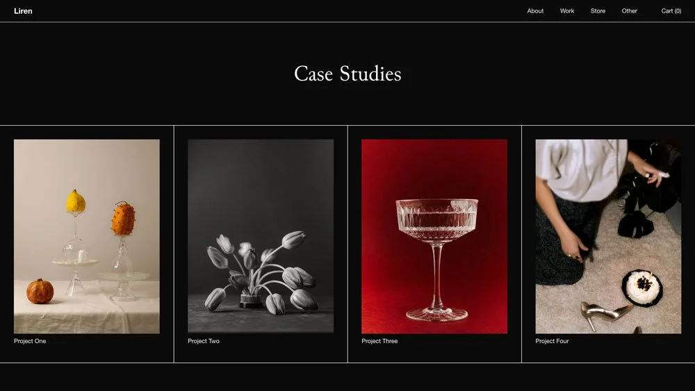 The Liren Squarespace template Portfolio page.