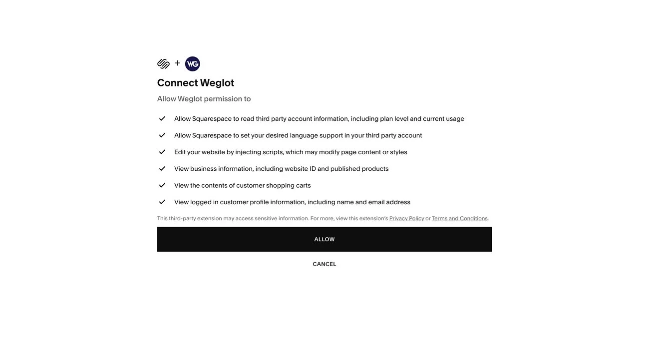 Connecting Weglot to Squarespace.