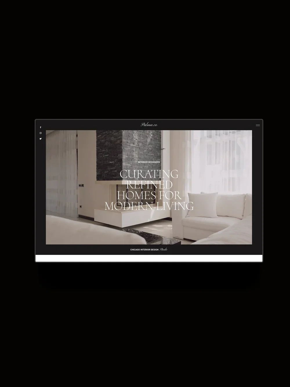 The Palma Squarespace Template displayed on a horizontal screen.