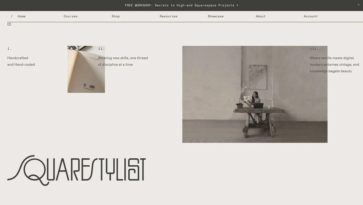 The SquareStylist Home page.