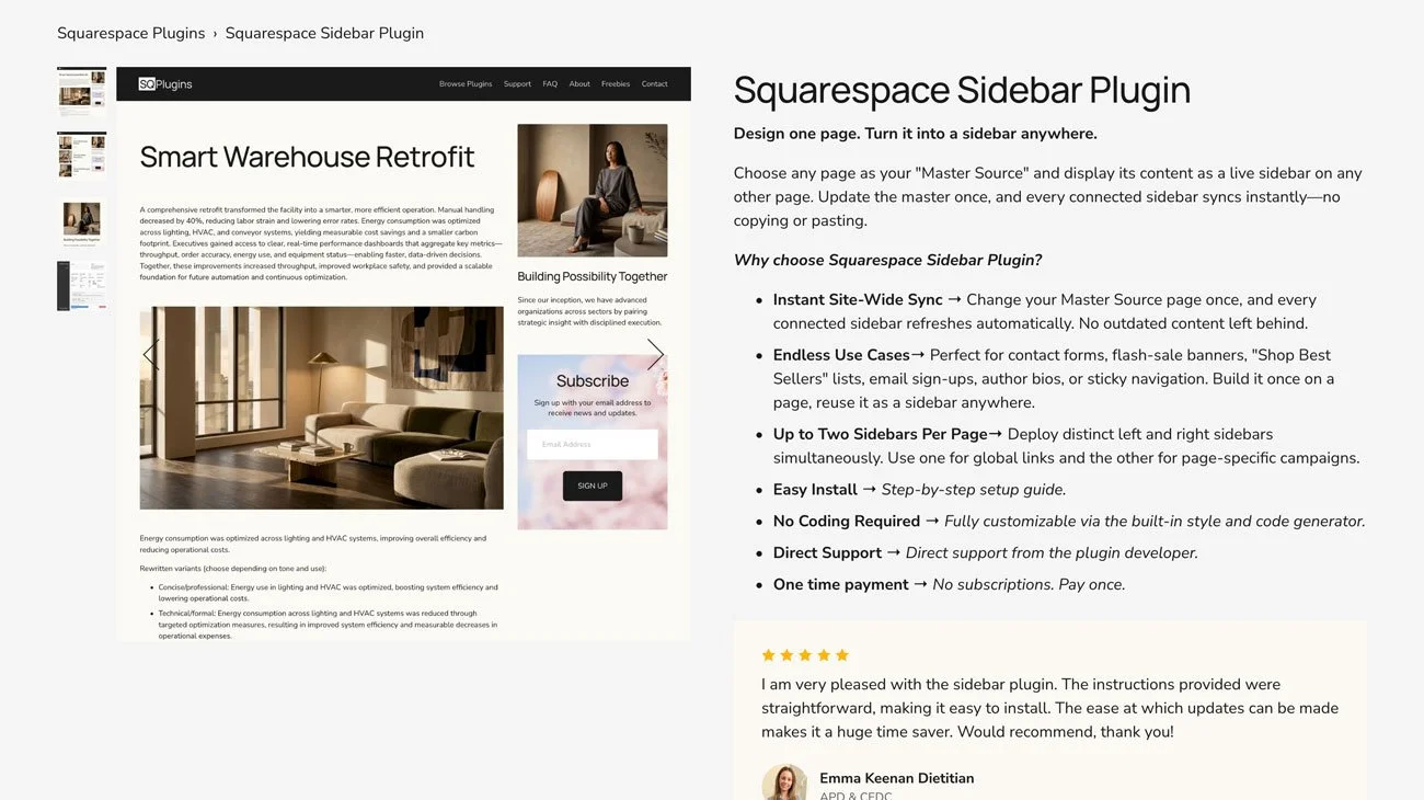 The Squarespace Sidebar Plugin.