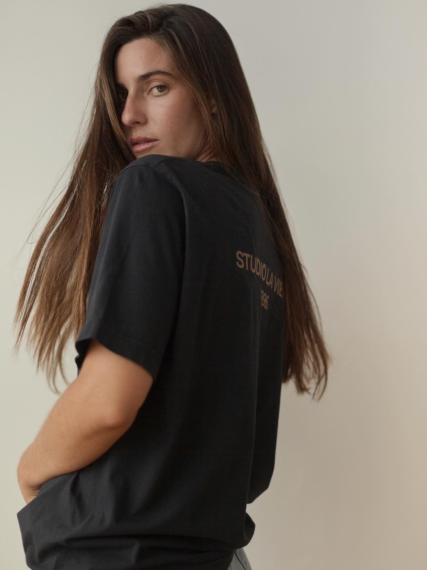 1996 bleached tee : Our softest cotton tee, garment dyed in a washed black. Printed by removing the pigment from the garment, almost like a negative. It&rsquo;s worn and feels like that shirt you&rsquo;ve had for ages.. ask  @vanenegoose