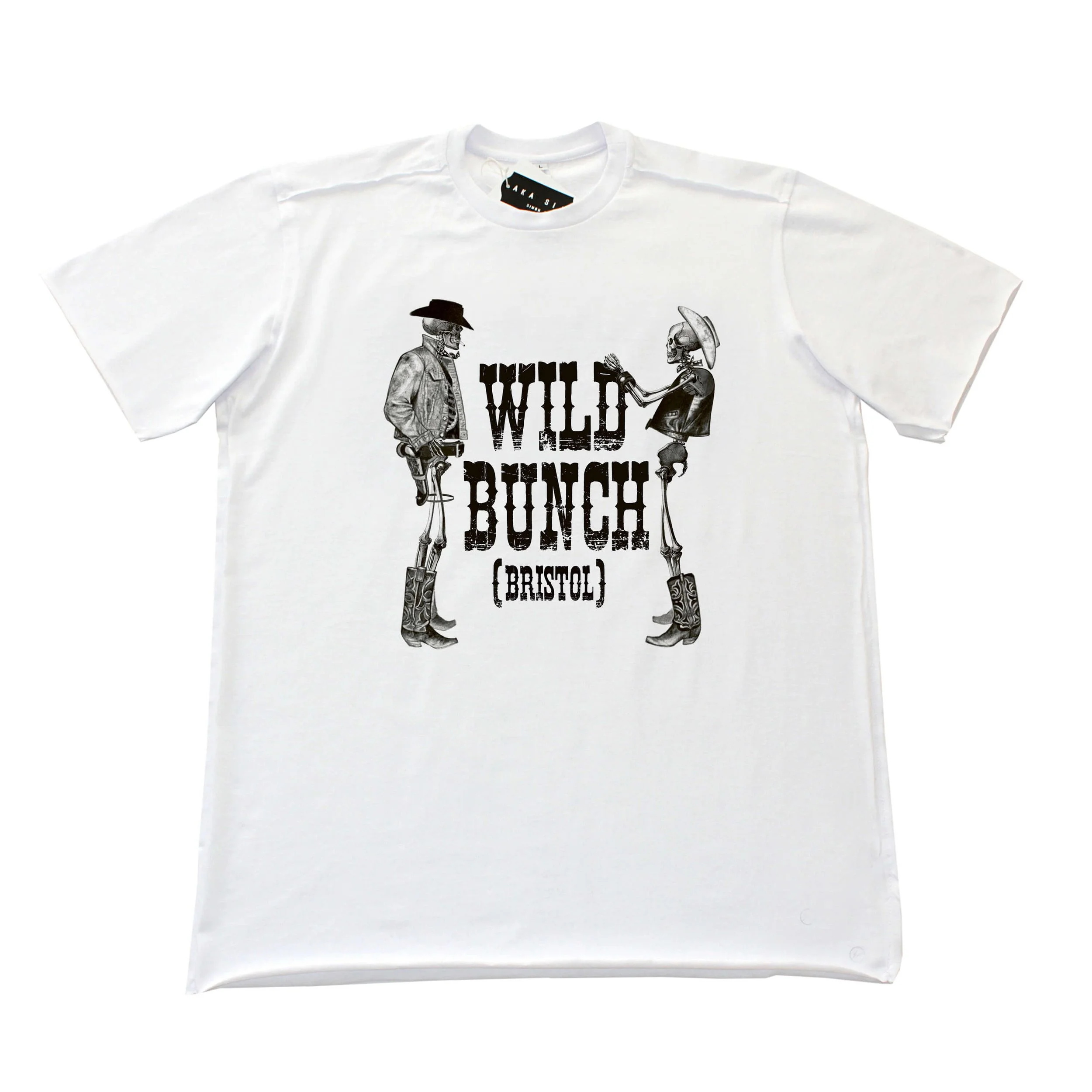 T-SHIRT - WHITE / COWBOYS PRINT - WILD BUNCH - FRAGMENT - AKA SIX - COLLAB