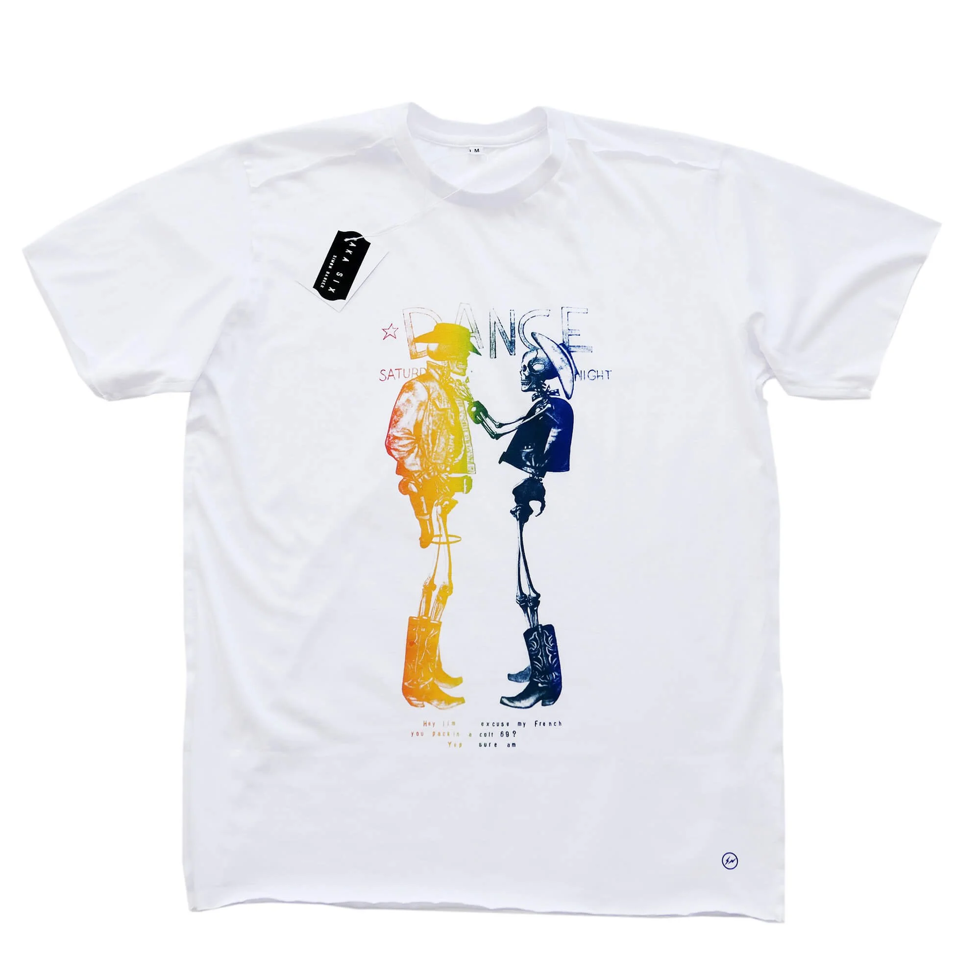 WHITE T-SHIRT / DEAD COWBOYS / THREE COLOUR PRINT