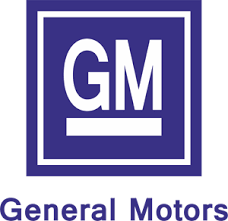 General Motors logo with blue "GM" letters inside a square and "General Motors" text below.