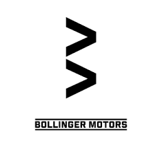 Bollinger Motors logo with three black chevron shapes above the brand name in bold uppercase letters.