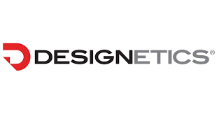 Designetics logo with red and black text on a white background.