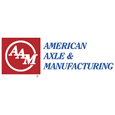 American Axle & Manufacturing logo with "AAM" letters in a red circle and blue text to the right.