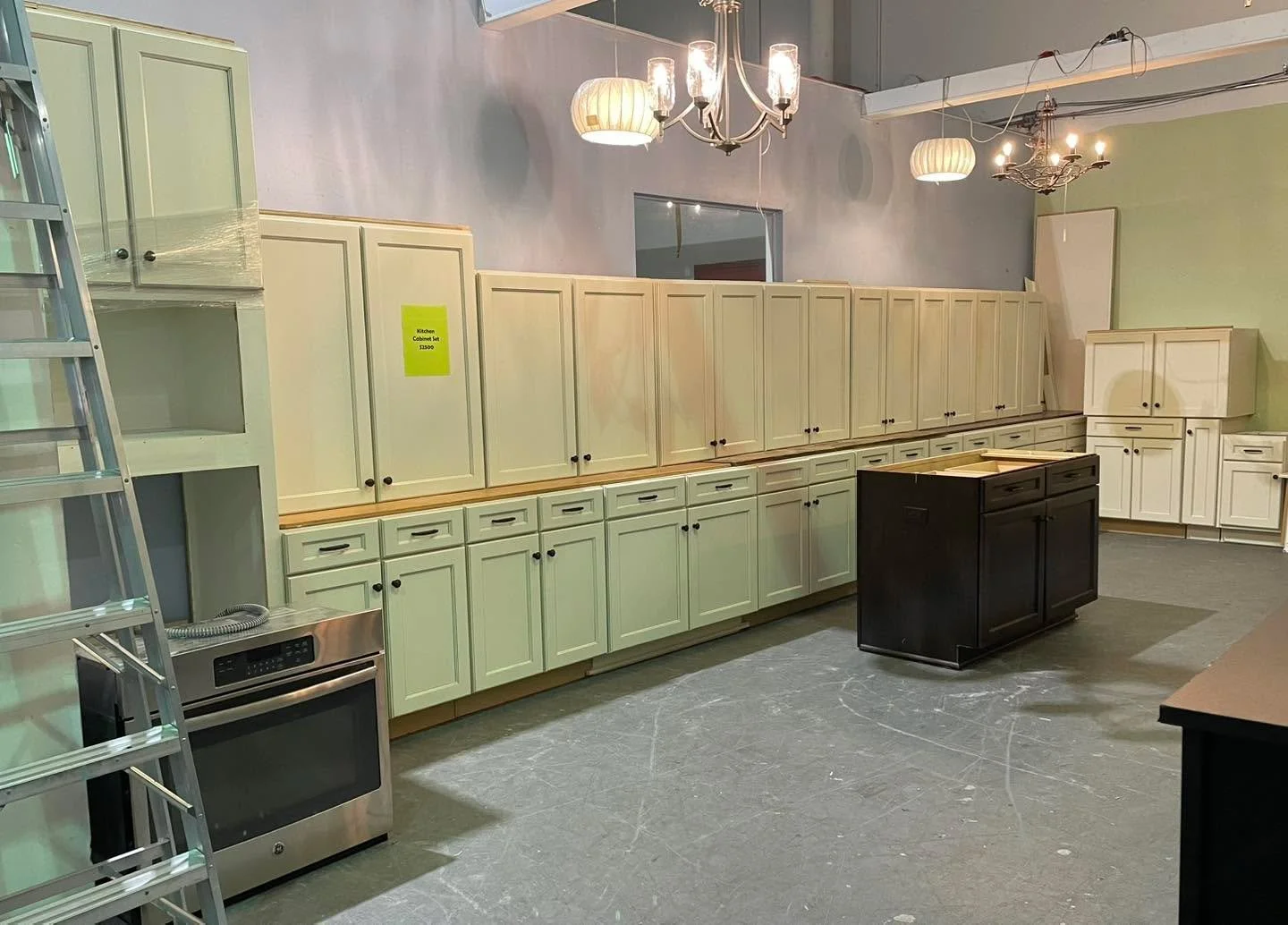 Kitchen cabinet set $2500 - about 28&rsquo; of base cabinets including color contrast island, wall oven. Not sold separately.