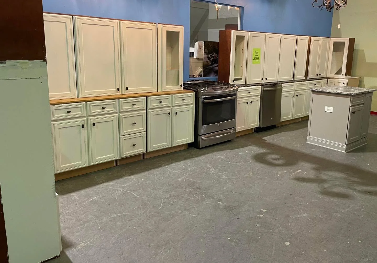 White kitchen cabinet set $3600 - about 30&rsquo; of base cabinets including the island, includes dishwasher, dual fuel range, microwave at no additional charge. Not sold separately
