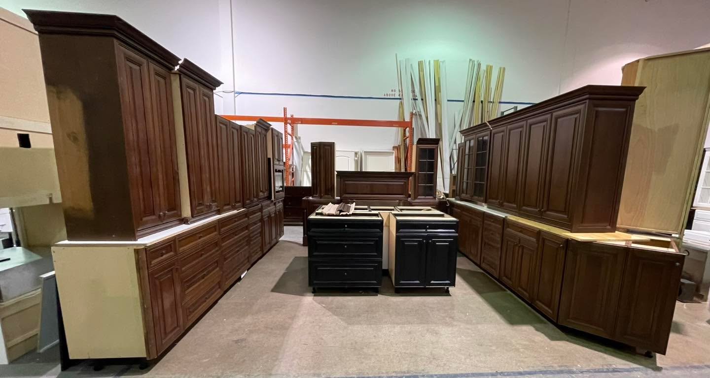 Kitchen cabinet set $5200 - about 42&rsquo;(!) of base cabinets, includes copper apron sink, 2 fisher and paykel drawer dishwashers. Not sold separately.