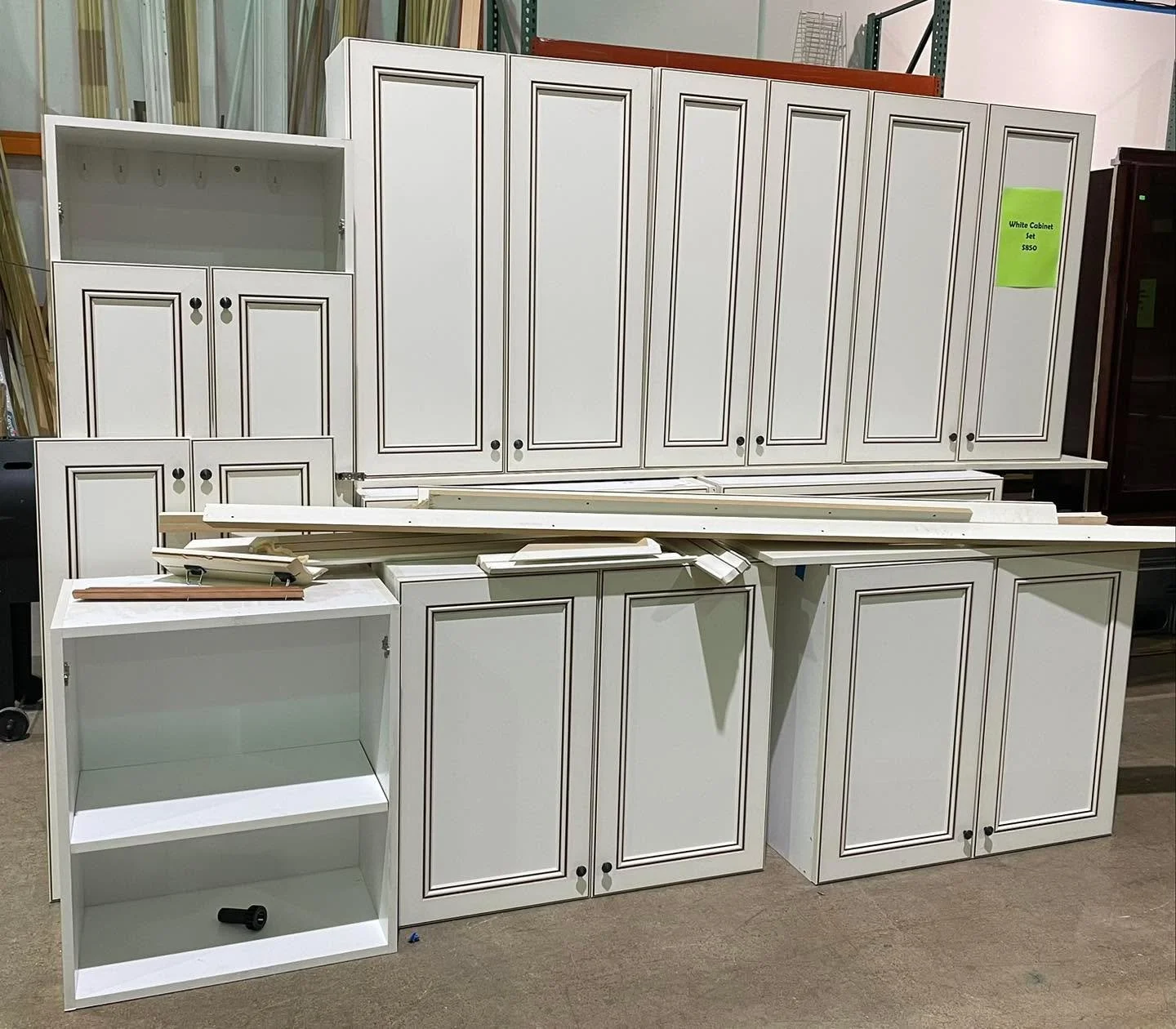 White cabinet set $850. See link in comments for sizes.