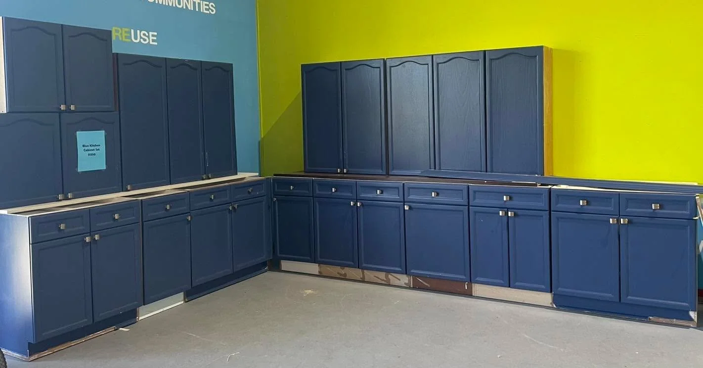 Blue kitchen cabinet set $1350 - about 17&rsquo; of base cabinets.