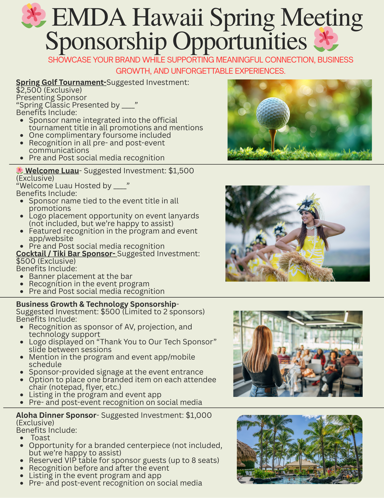 EMDA Hawaii Spring Meeting: Sponsorship Opportunities That Make an Impact