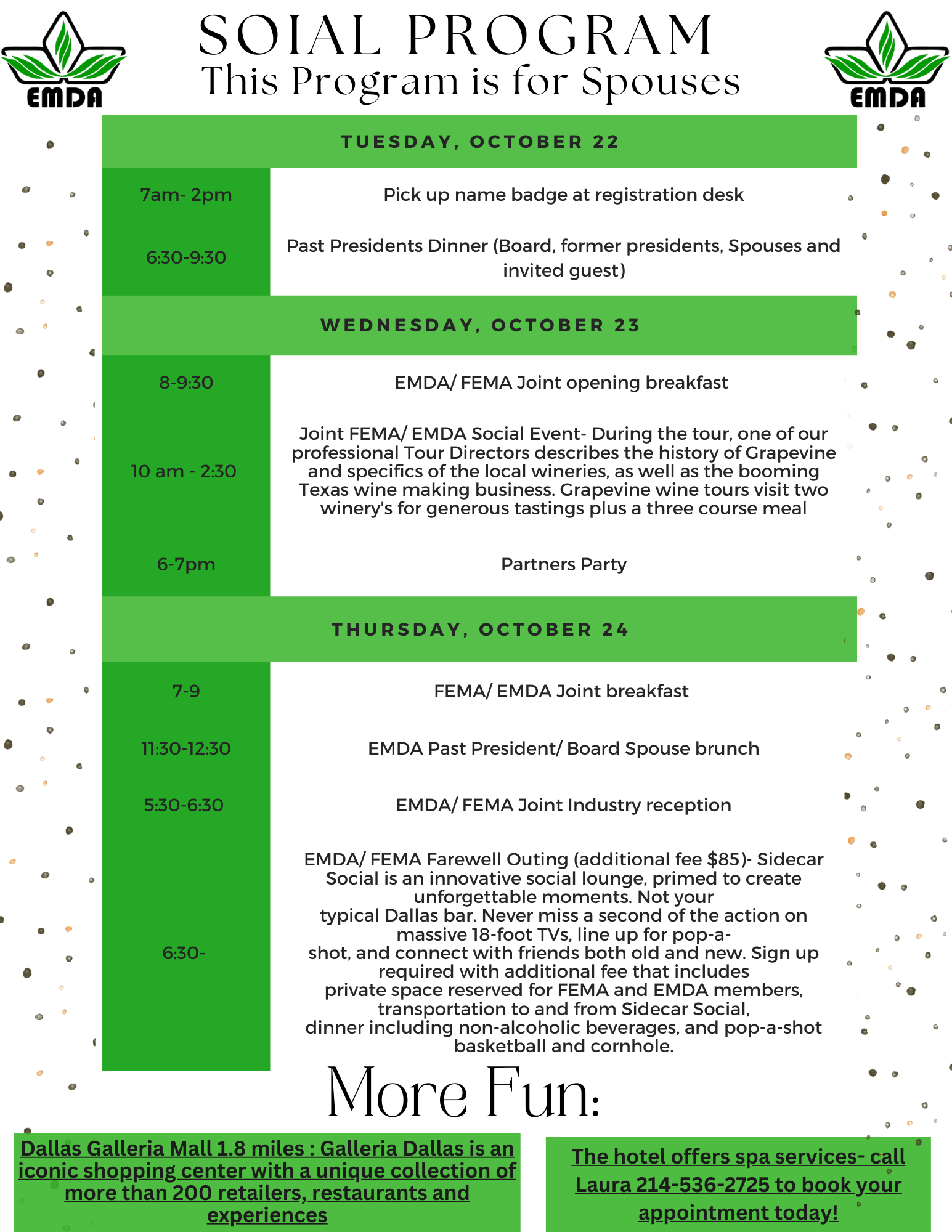 Invitation Social Program Discover the Fun at EMDA's Social Program for Spouses! — Equipment ...