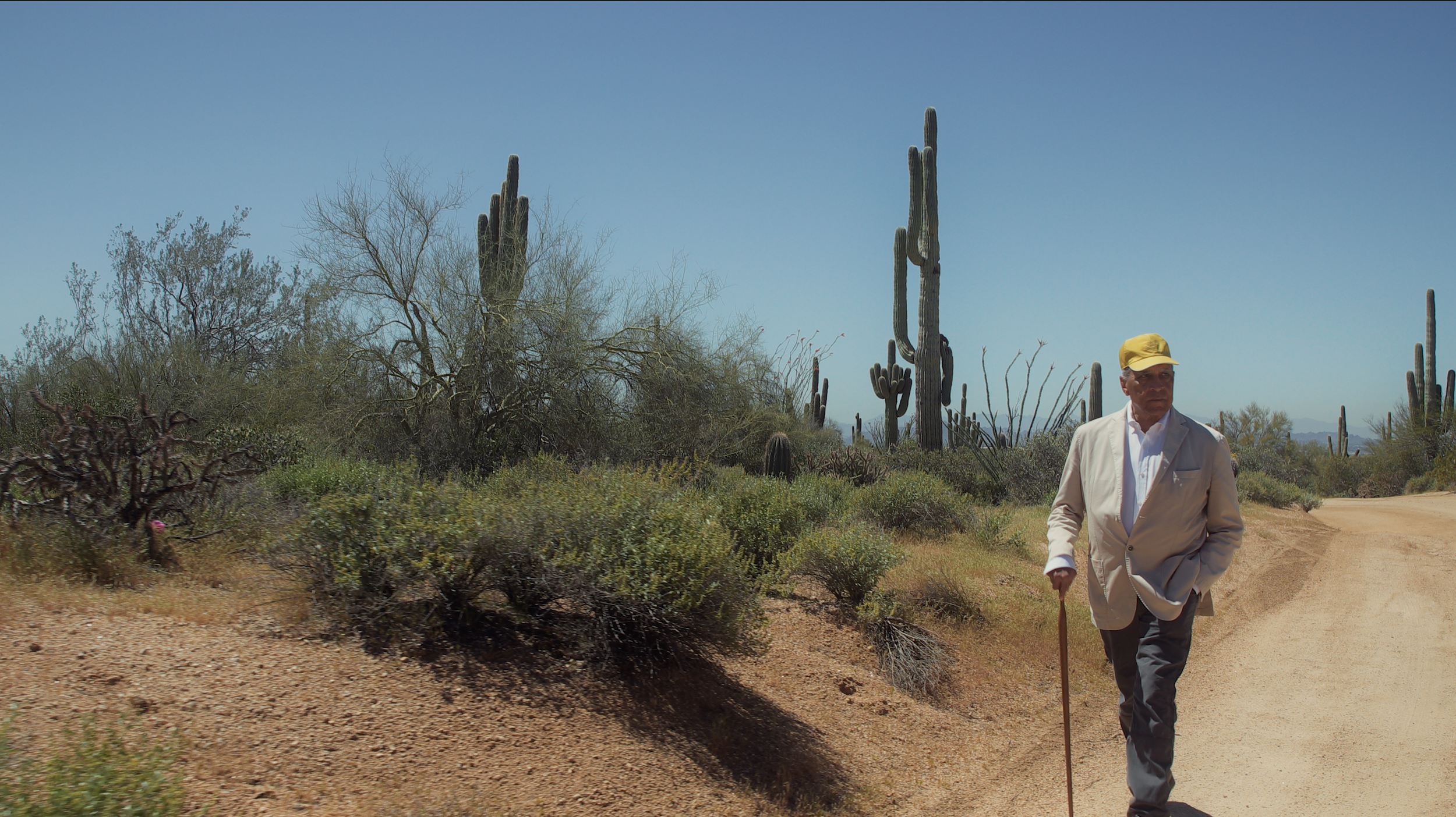 Shelby Steele walking in desert