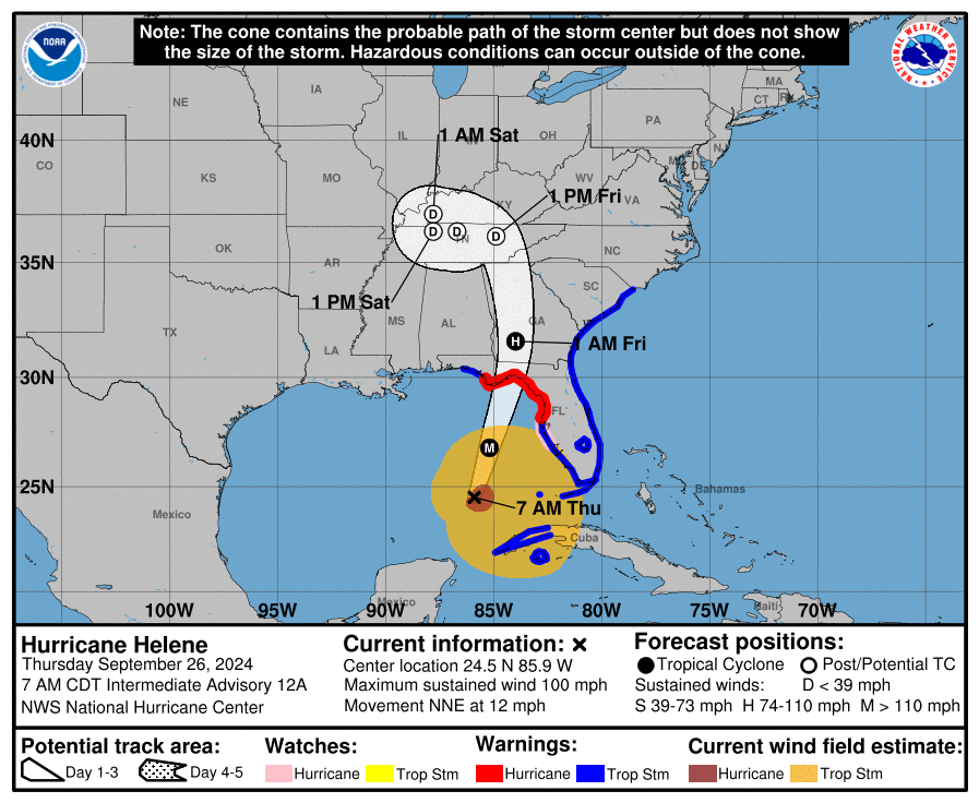 Horrible Helene heading for Florida…