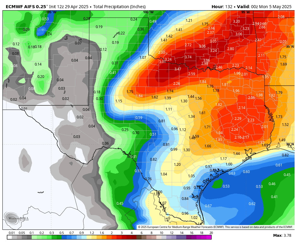 Wimpy rain odds through Thursday…