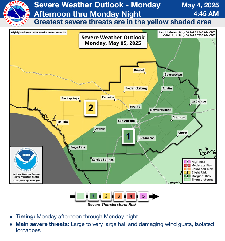 Scattered storms from Monday-Wednesday.