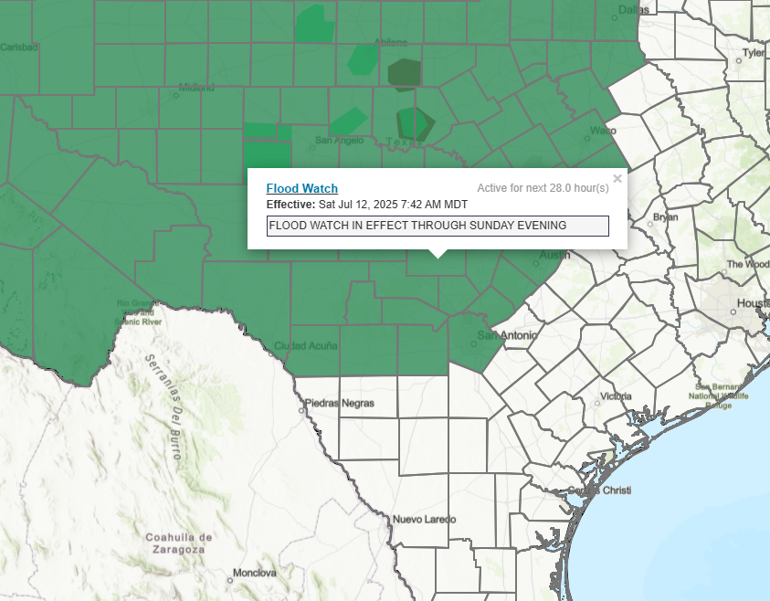 Flood threat through Monday morning.