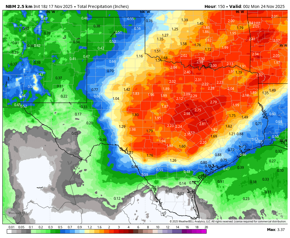 Possible rain chances from Wednesday through the weekend.
