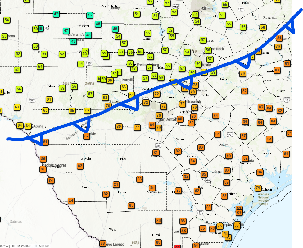 The cold front is moving in too quickly!