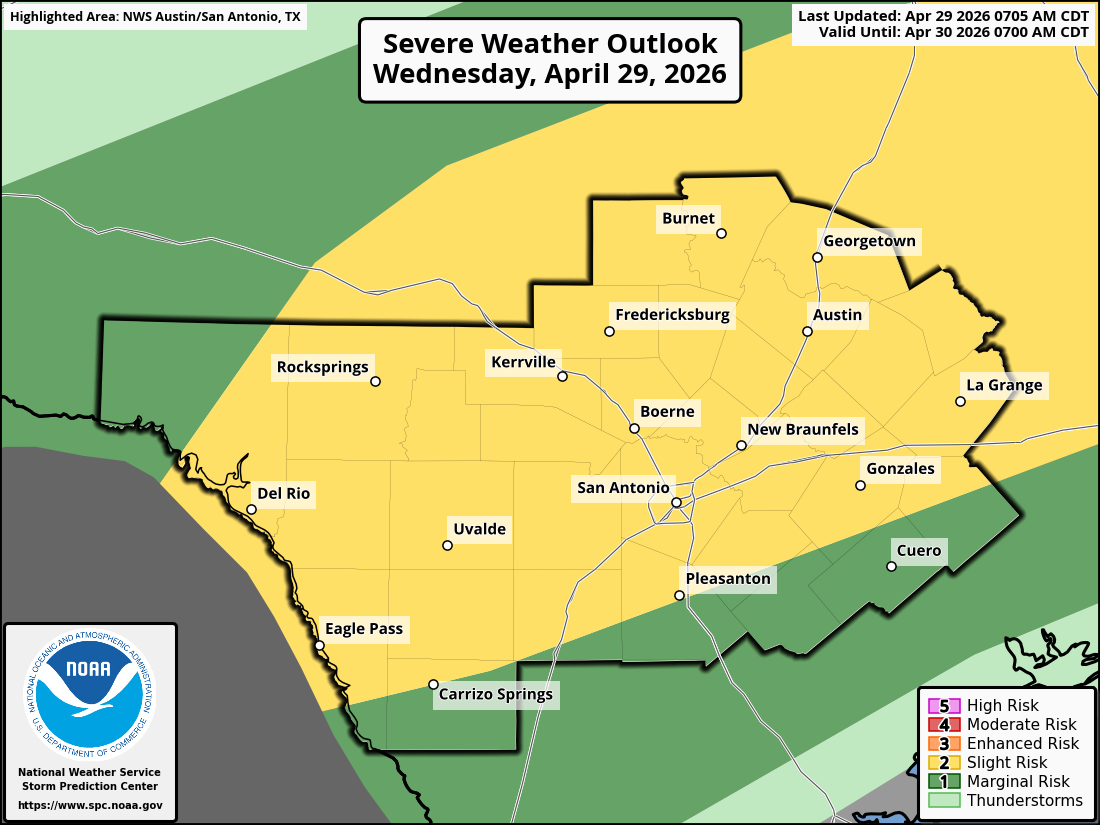 Potential for severe storms today.