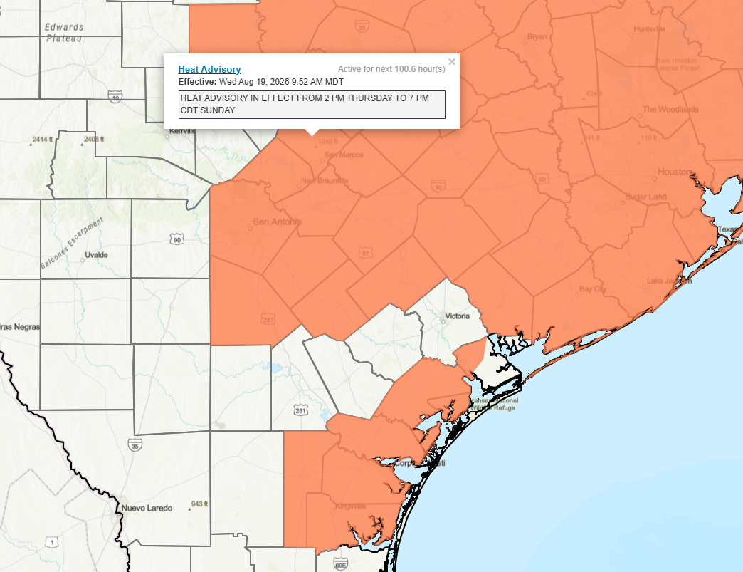 Excessive heat advisory for much of our area.