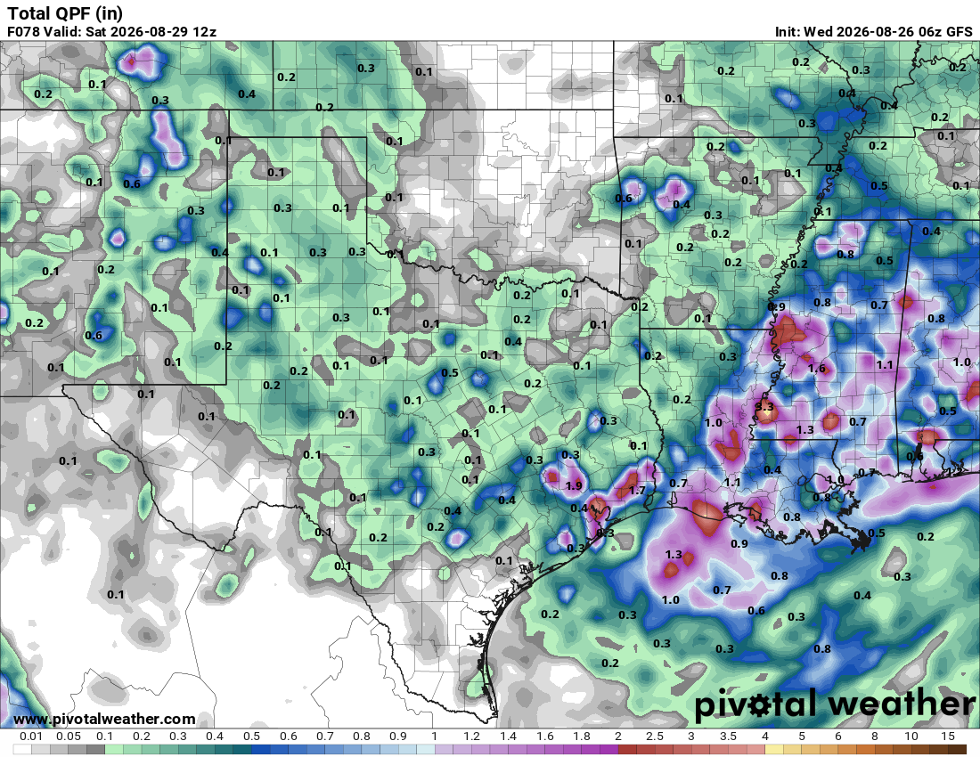 Scattered storms Thursday-Friday.