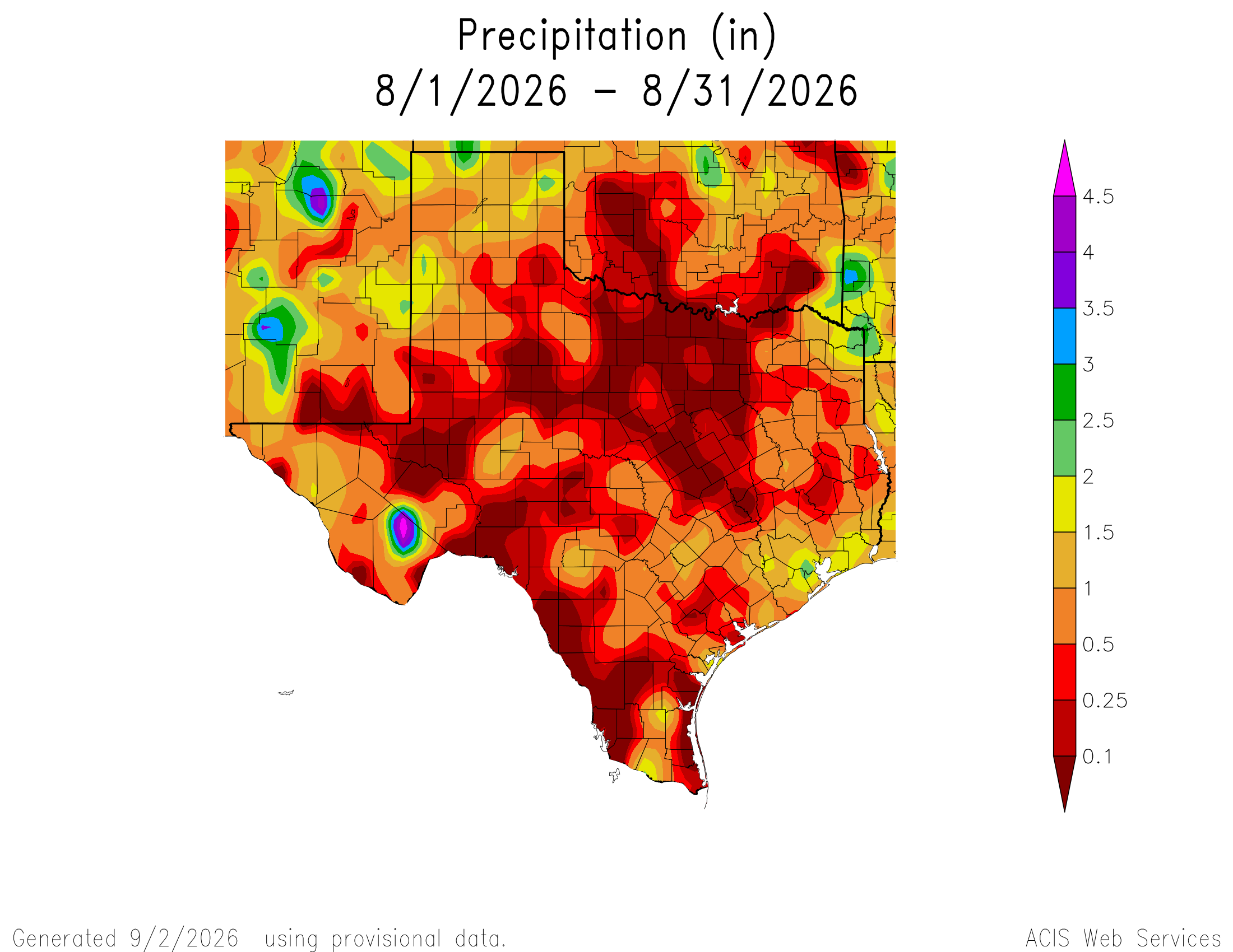 August rainfall totals…