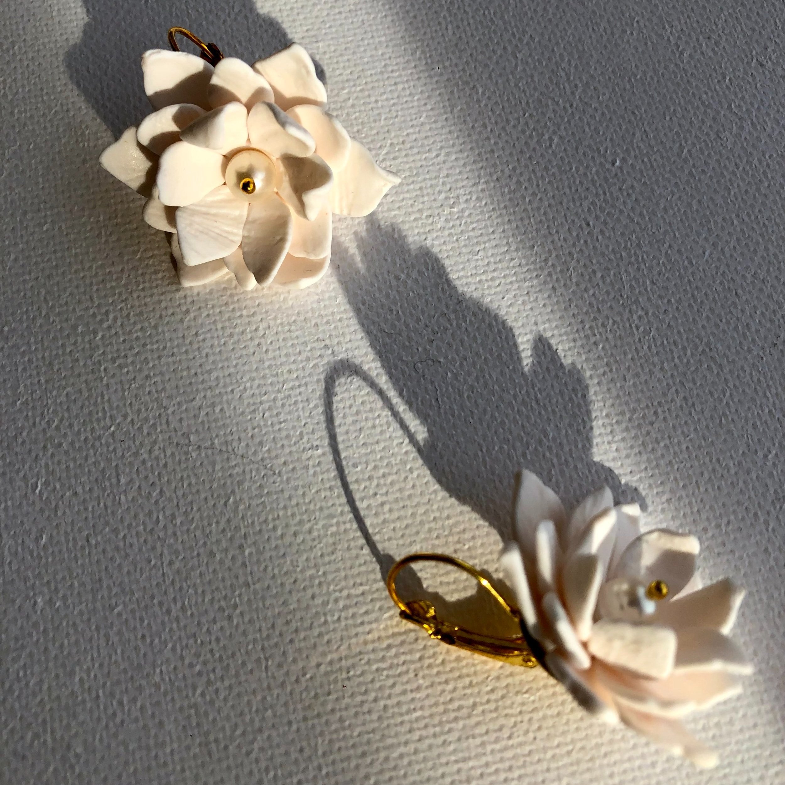 Shrub Rose Flower Dangle Earrings | Handmade by The Lilac Coral