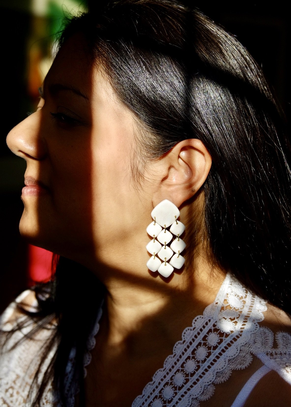 Textured Shell Statement Earrings | Handmade by The Lilac Coral