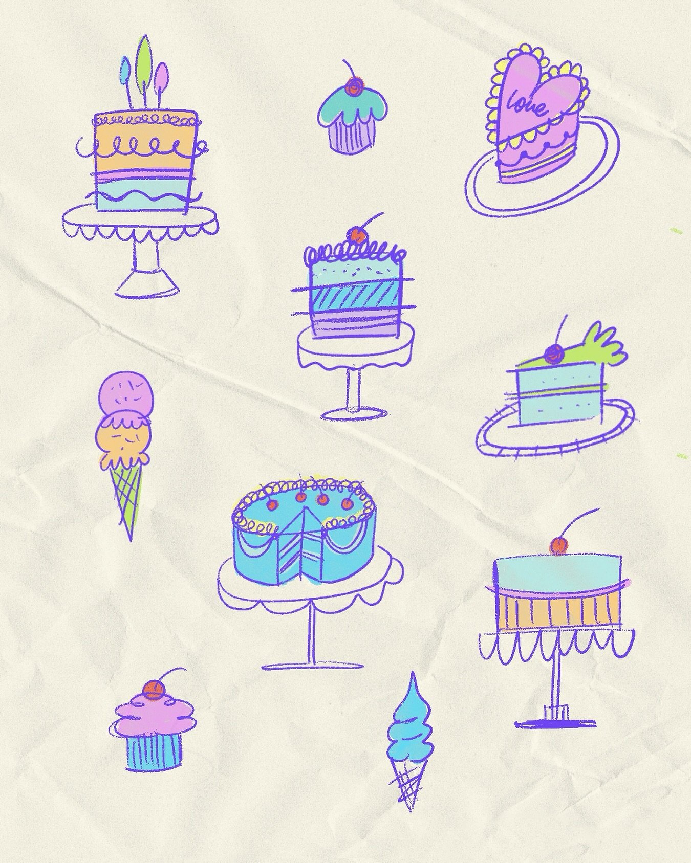Today I&rsquo;m sharing an illustration that I never shared before 💜✨🎂🧁

I love making these type of drawings but I usually keep them to myself 🙈

Would you like to see more content like this? 🙂

#doodles #colorful #illustrations #doodleart #dra