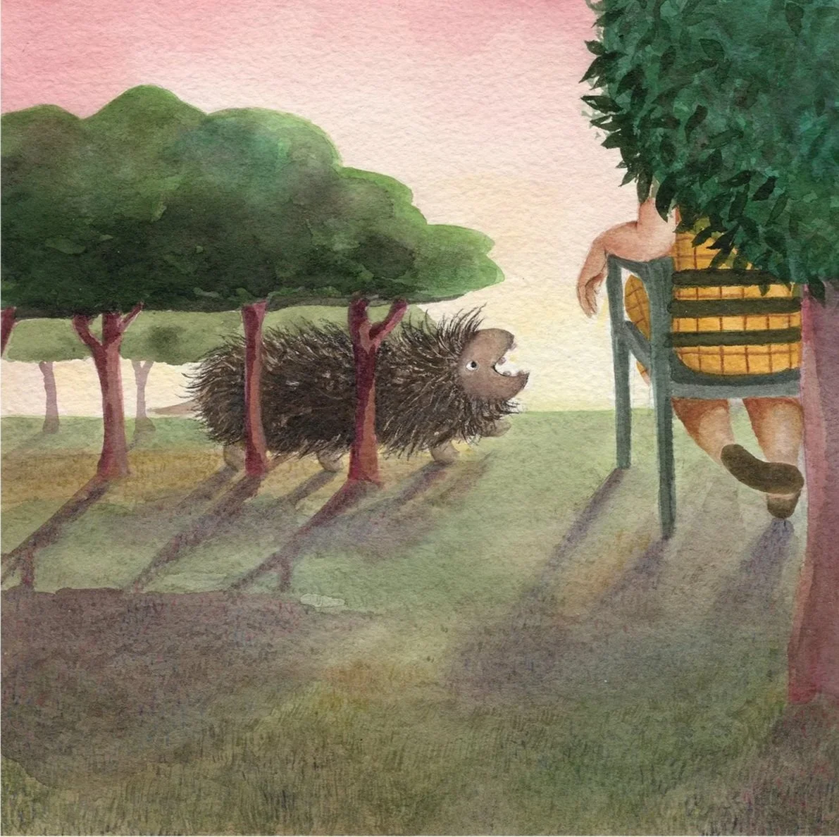 a fuzzy creature smiles and gets ready to bite someones fingers in a park