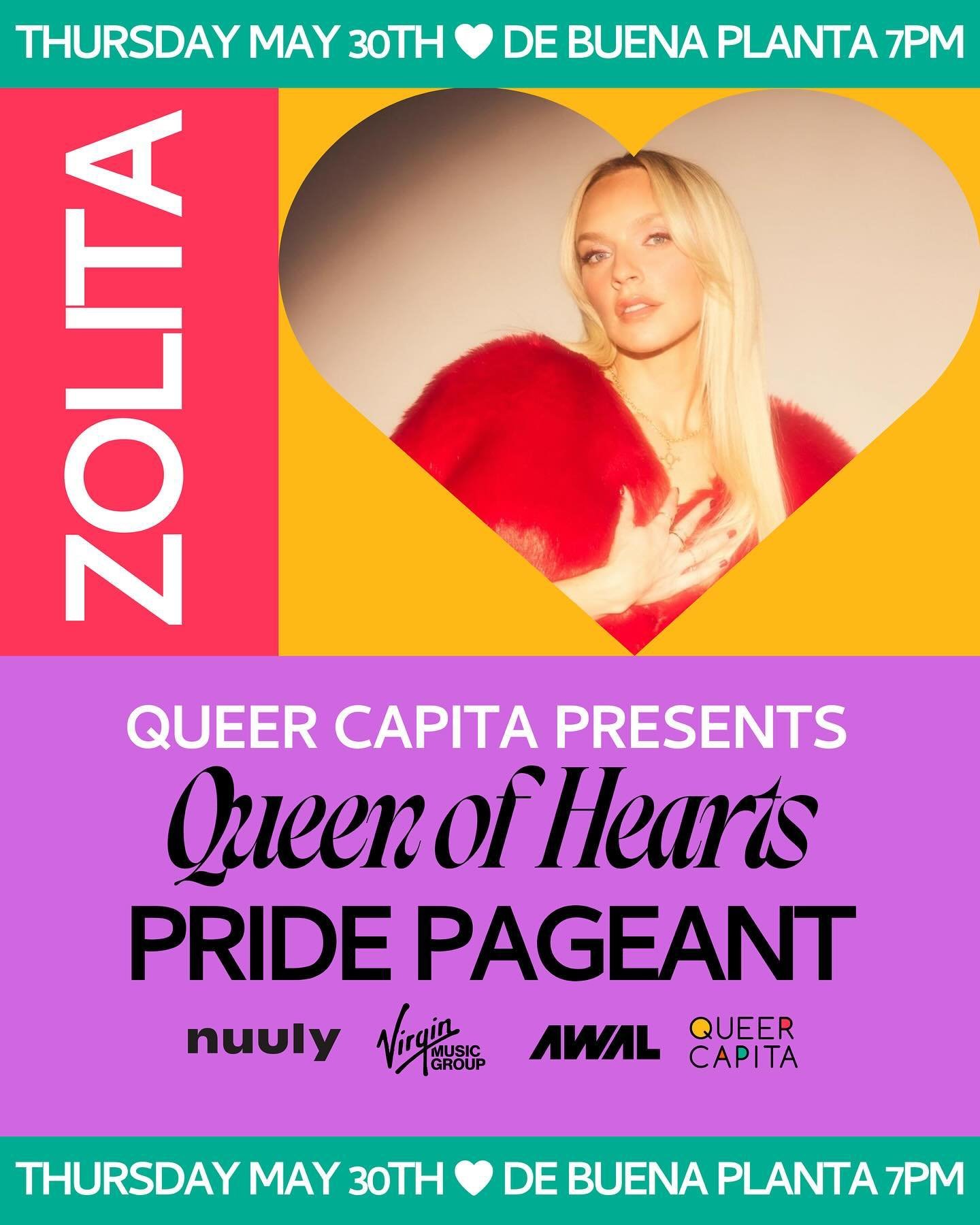 We&rsquo;re excited to announce @Zolita&rsquo;s Queen of Hearts Pride Pageant. Join us on May 30th in Los Angeles to celebrate Zolita&rsquo;s album release with a community of local LGBTQ+ pageant queens. 💖 

RSVP now for the event brought to you in