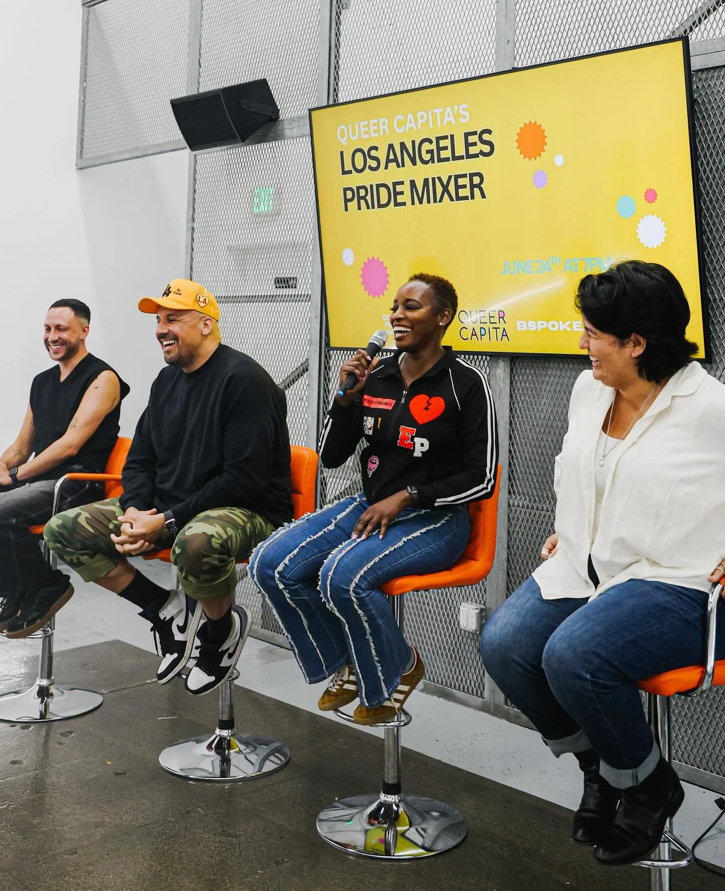 Our host, @andregaluban, and panelists @gabrielagironas, Brittney Boston, and @bigbillyclark dropped some gems in our panel with @queermusichang and @mmf_us at @bspokela. Check out these photos from our event celebrating LGBTQ+ music managers. 🏳️&zw