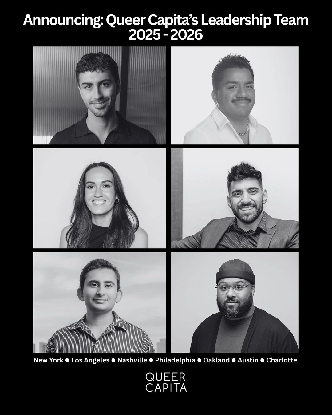 Introducing Queer Capita&rsquo;s 2025 Leadership Team ✨
This group will help guide our mission, programming and community partnerships in the year ahead.

Leadership Board

Dan Iammatteo, Co-President
Nico Machlitt, Co-President
Samantha Moura, Vice 